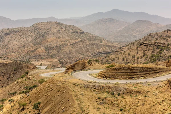 Ethiopia, Danakil depression, desert road in the hills