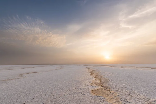 Pôr Sol Ass Ale Lake Depressão Danakil — Fotografia de Stock