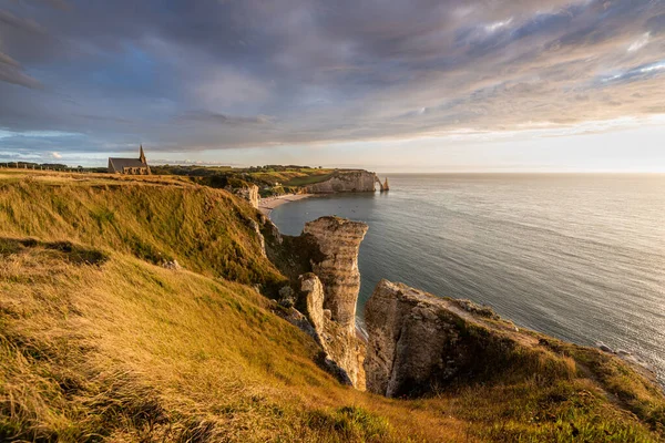 Etretat, panorama z klifu — Zdjęcie stockowe