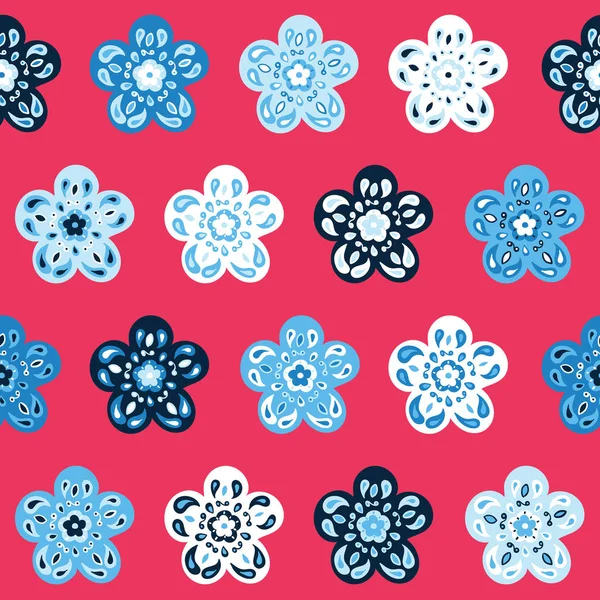 Sorunsuz vektör desen özellikleri bitkisel motifler ile pembe arka plan mavi. Kumaş, scrapbooking ve duvar kağıdı projeleri için ideal.