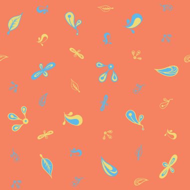 Sorunsuz vektör desen özellikleri çiçek tohumları motifleri turuncu bir arka plan ile soyut. Kumaş, scrapbooking ve duvar kağıdı projeleri için ideal.