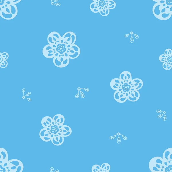 Sorunsuz vektör desen özellikleri bitkisel motifler ile mavi bir arka plan beyaz. Kumaş, scrapbooking ve duvar kağıdı projeleri için ideal.
