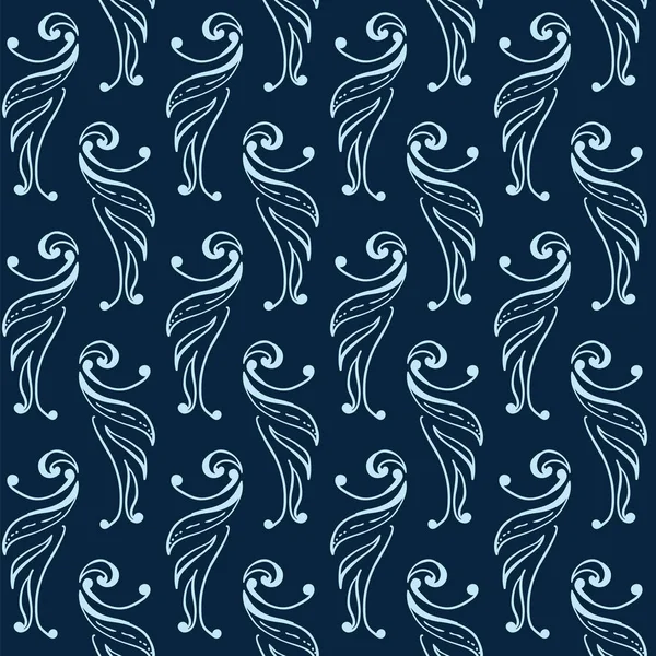 Sorunsuz vektör desen özellikleri mavi dekoratif motifler karanlık bir arka plan mavi ışık. Kumaş, scrapbooking ve duvar kağıdı projeleri için ideal.