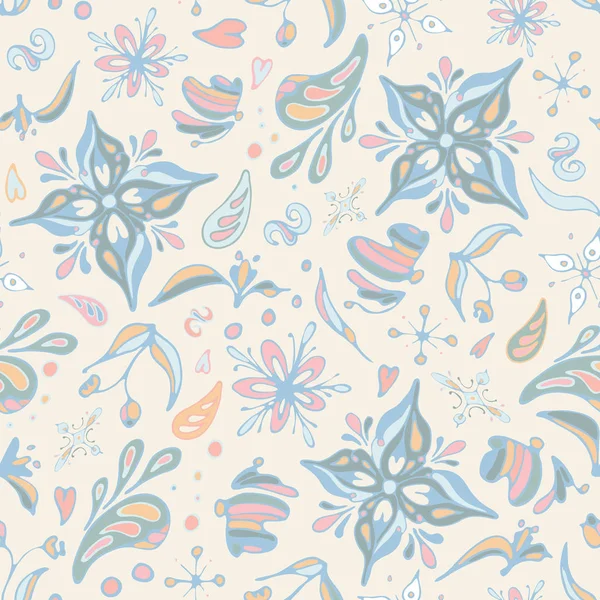 Sorunsuz vektör desen özellikleri renkli krem bir arka plan ile bitkisel motifler soyut. Kumaş, scrapbooking ve duvar kağıdı projeleri için ideal.