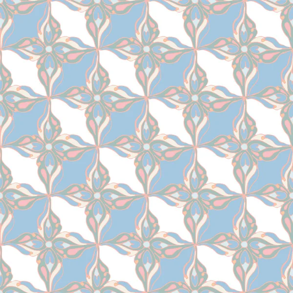 Mavi, pembe ve beyaz soyut bitkisel motifler sorunsuz vektör desen özellikleri. Kumaş, scrapbooking ve duvar kağıdı projeleri için ideal.
