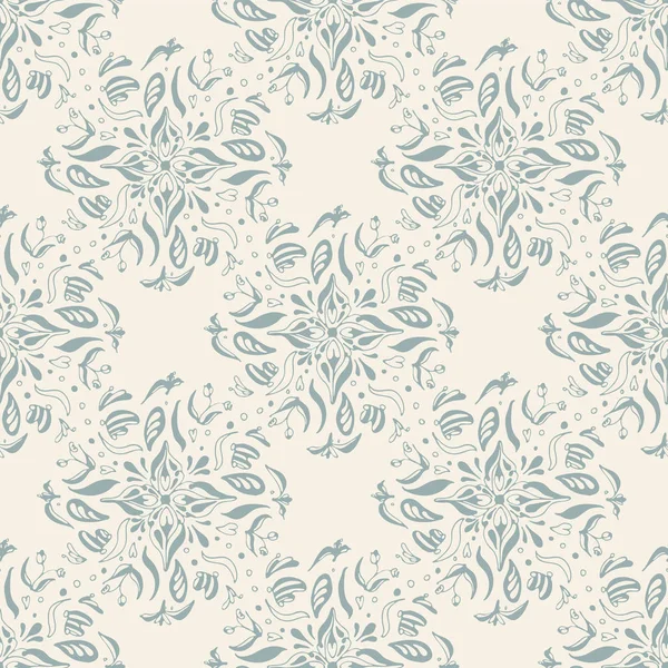 Sorunsuz vektör desen geleneksel yarım damla bitkisel motifler krem renkli bir arka planla özellikleri. Kumaş, scrapbooking ve duvar kağıdı projeleri için ideal.