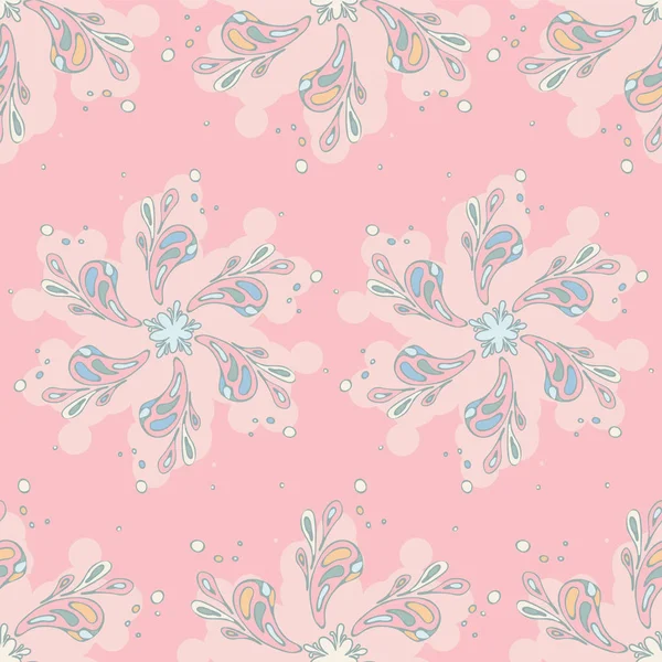 Pastel renkli soyut bitkisel motifler pembe bir arka plan ile sorunsuz vektör desen özellikleri. Kumaş, scrapbooking ve duvar kağıdı projeleri için ideal.