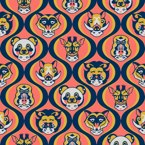 Retro carol ile hayvan Headshots arka planını renklendirin