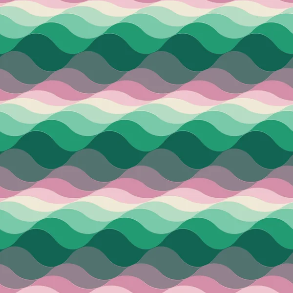 Yeşil, krem ve pembe soyut dalga deseni