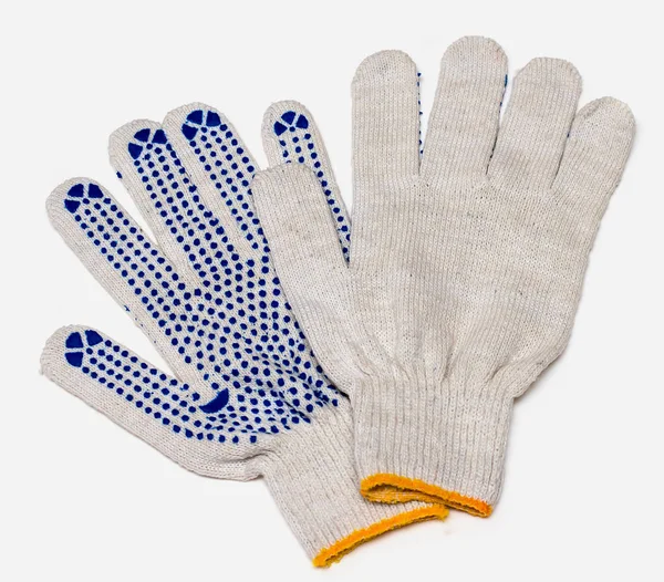 Beyaz bir arka plan üzerinde eldiven işçi.