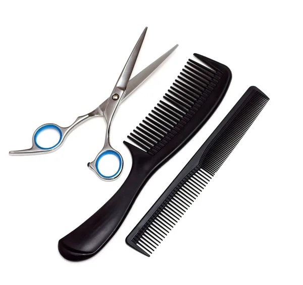 Hairdresser Tools Scissors White Background — Stock Photo, Image