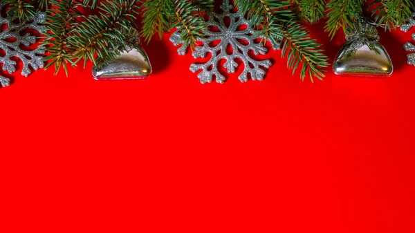 Рождество Новый Год Пространство Текста Красный Фон — стоковое фото
