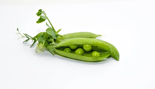 Green Peas White Background Fresh Harvest — Stock Photo, Image