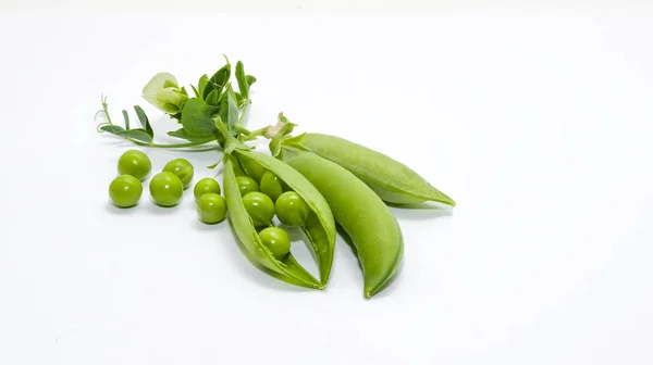 Green Peas White Background Fresh Harvest Design — Stock Photo, Image