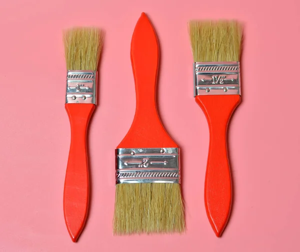 Yüzeyleri Boyamak Için Doğal Kıl Fırçaları Ressamın Aracı — Stok fotoğraf