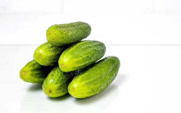 Fresh Green Cucumbers Selective Focus — Stock Photo, Image