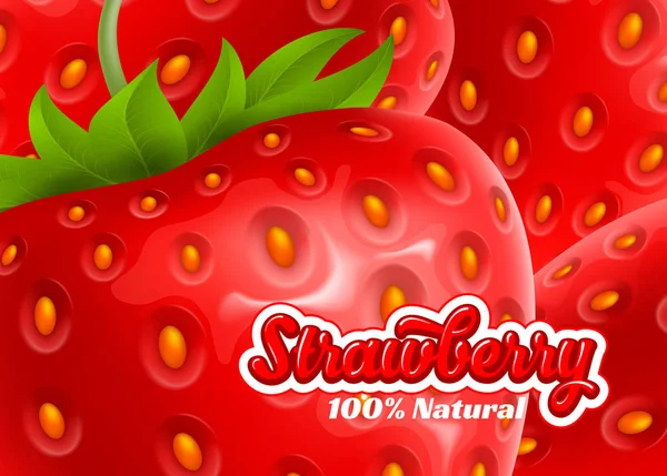 Luminoso Sfondo Con Grandi Bacche Fragola Succose Illustrazione Vettoriale — Vettoriale Stock