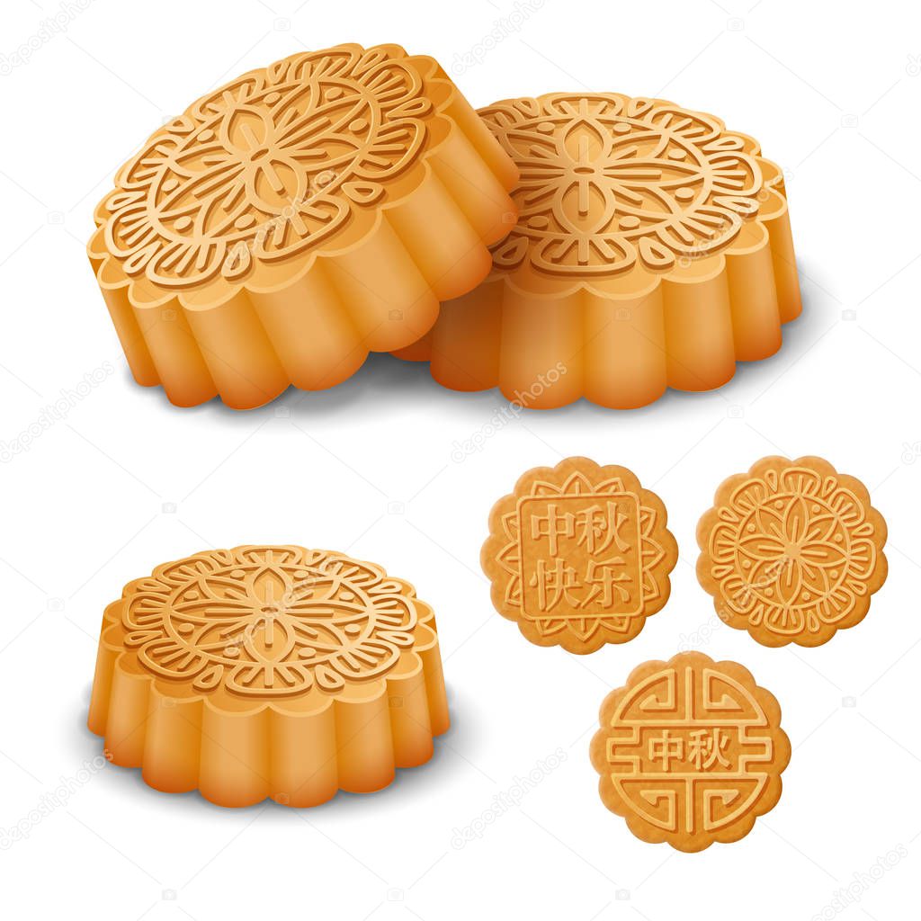 Set Of The Mooncakes For The Mid Autumn Festival Translation Of Chinese Characters On Cake Happy Mid Autumn Vector Illustration Premium Vector In Adobe Illustrator Ai Ai Format Encapsulated