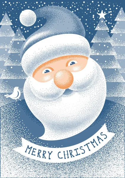 Carte Voeux Joyeux Noël Bonne Année Avec Père Noël Style — Image vectorielle