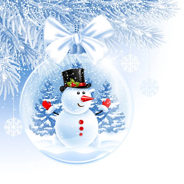 Noël Nouvel Arrivent Boule Noël Transparente Verre Avec Bonhomme Neige — Image vectorielle