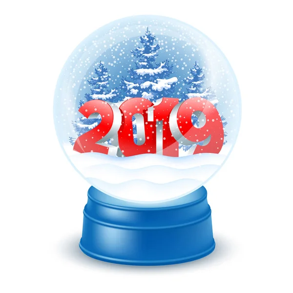 Різдво Новий Рік Магія Сніговий Шар Білому Тлі Цифр 2019 — стоковий вектор