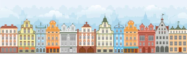 European Cityscape Seamless — Stock Vector