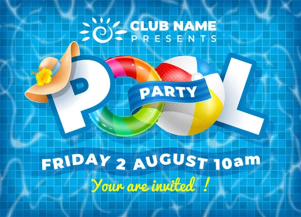 Poolparty-Plakatvorlage — Stockvektor