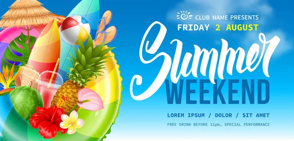 Summer Weekend Party Flyer Template — Stock Vector