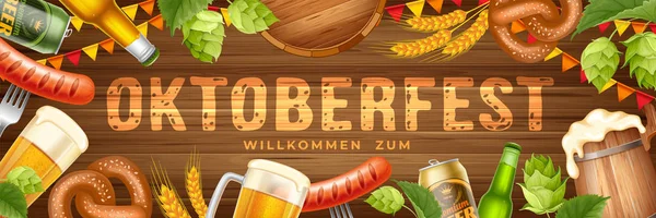 Banner del festival de cerveza Oktoberfest — Vector de stock