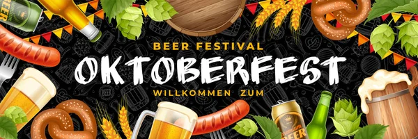 Oktoberfest öl festival banner — Stock vektor