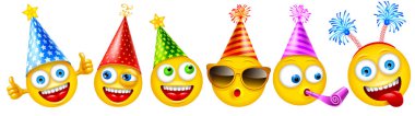 Emoji neşeli karakterler kümesi