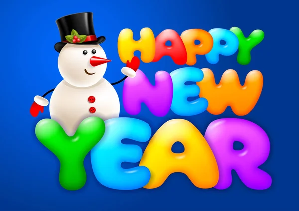 Щасливий Новий рік Привітання зі сніговиком — стоковий вектор