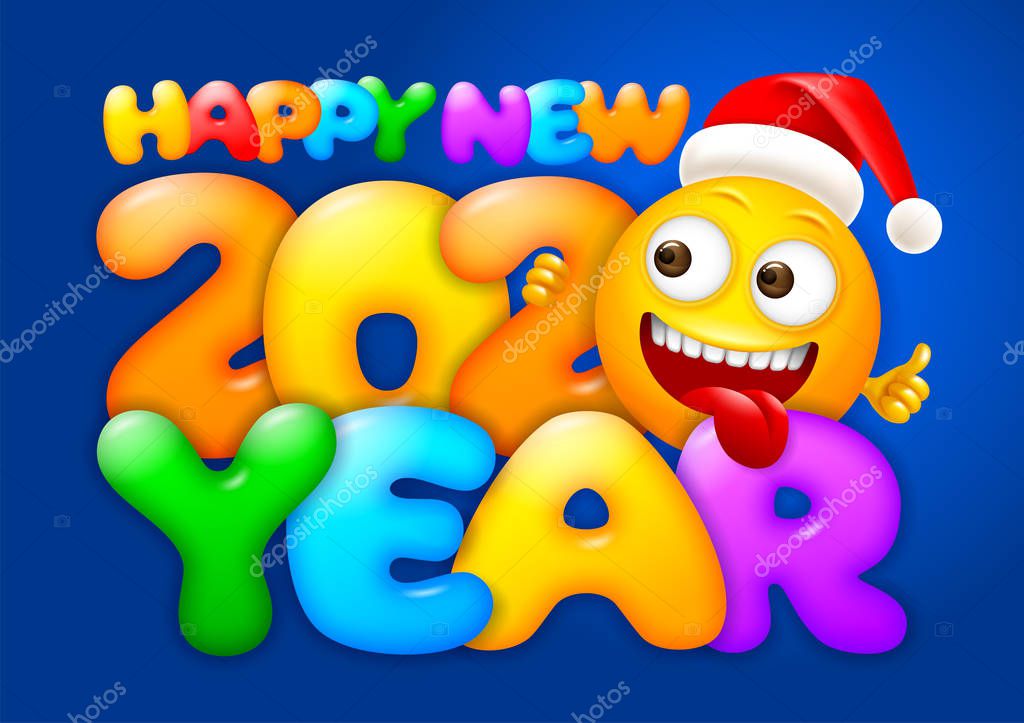 Happy New Year Greeting With Emoji — Stock Vector © Pazhyna #307928330
