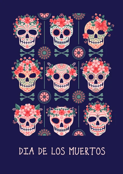 Fête Religieuse Traditionnelle Mexicaine Jour Des Morts Dia Los Muertos — Image vectorielle