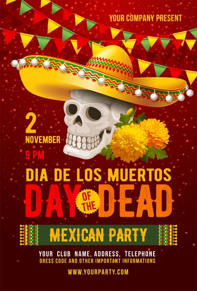 Mexicaanse Traditionele Feestdag Van Doden Dia Los Muertos Het Spaans — Stockvector