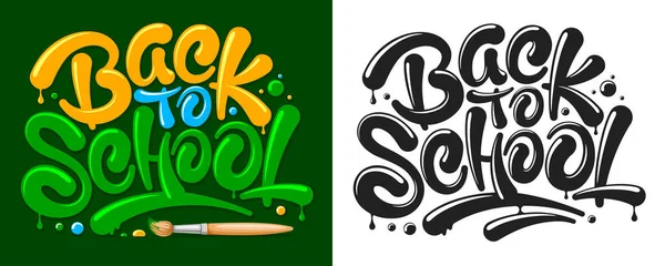 Back School Letters Design Paintbrush Unusual Calligraphy Lettering Paint Can — Stock Vector