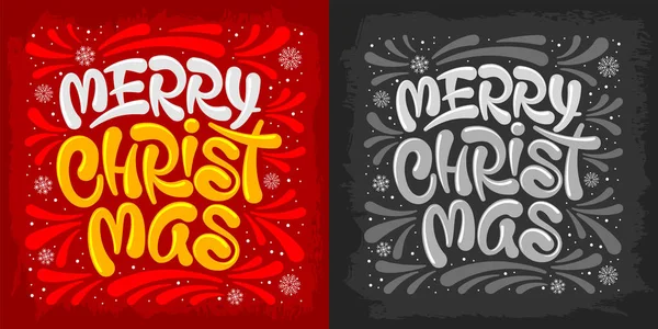 Merry Christmas Artistic Unique Lettering Handwriting Calligraphy Color Monochrome Typography — Stock Vector