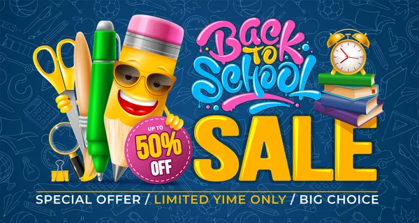 Terug Naar School Sale Banner Ontwerp — Stockvector