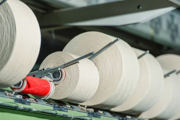 Coil White Thread Production Home Textiles Cotton White Thread Weaving — Stock Photo, Image