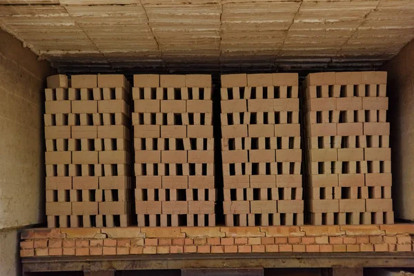 Έτοιμο Τούβλα Τούβλο Μπλοκ Ένα Εργοστάσιο Τούβλων Αποθήκη Τελειωμένο Τούβλα — Φωτογραφία Αρχείου