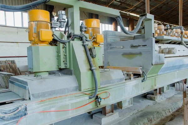 Machine Working Travertine Travertine Polishing Factory Rock Processing — Stock Photo, Image