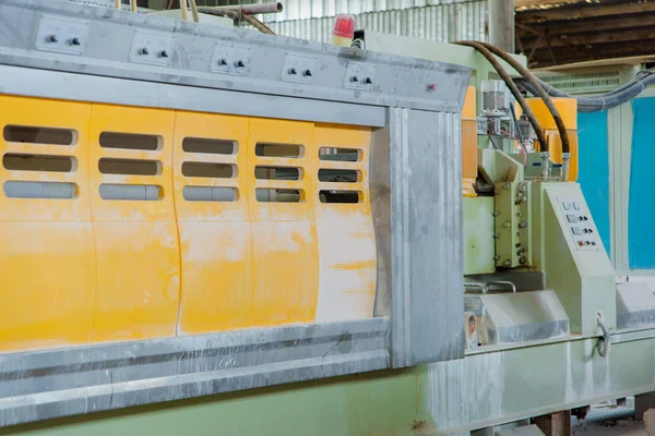 Machine Working Travertine Travertine Polishing Factory Rock Processing — Stock Photo, Image