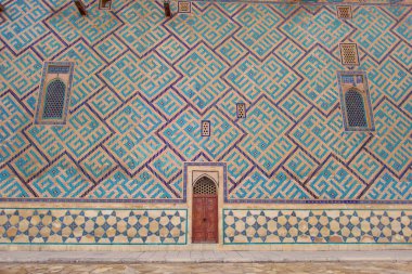 Khawaja Ahmed Yasawi Türbesi. Eski Orta Asya mimarisi. Eski Cami Türkistan şehrine. UNESCO Dünya Mirası, Kazakistan'ın. Antik duvar resmi Türbesi. Sırlı duvar resimleri.