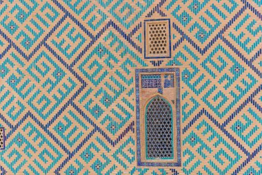 Khawaja Ahmed Yasawi Türbesi. Eski Orta Asya mimarisi. Eski Cami Türkistan şehrine. UNESCO Dünya Mirası, Kazakistan'ın. Antik duvar resmi Türbesi. Sırlı duvar resimleri.