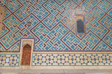 Khawaja Ahmed Yasawi Türbesi. Eski Orta Asya mimarisi. Eski Cami Türkistan şehrine. UNESCO Dünya Mirası, Kazakistan'ın. Antik duvar resmi Türbesi. Sırlı duvar resimleri.