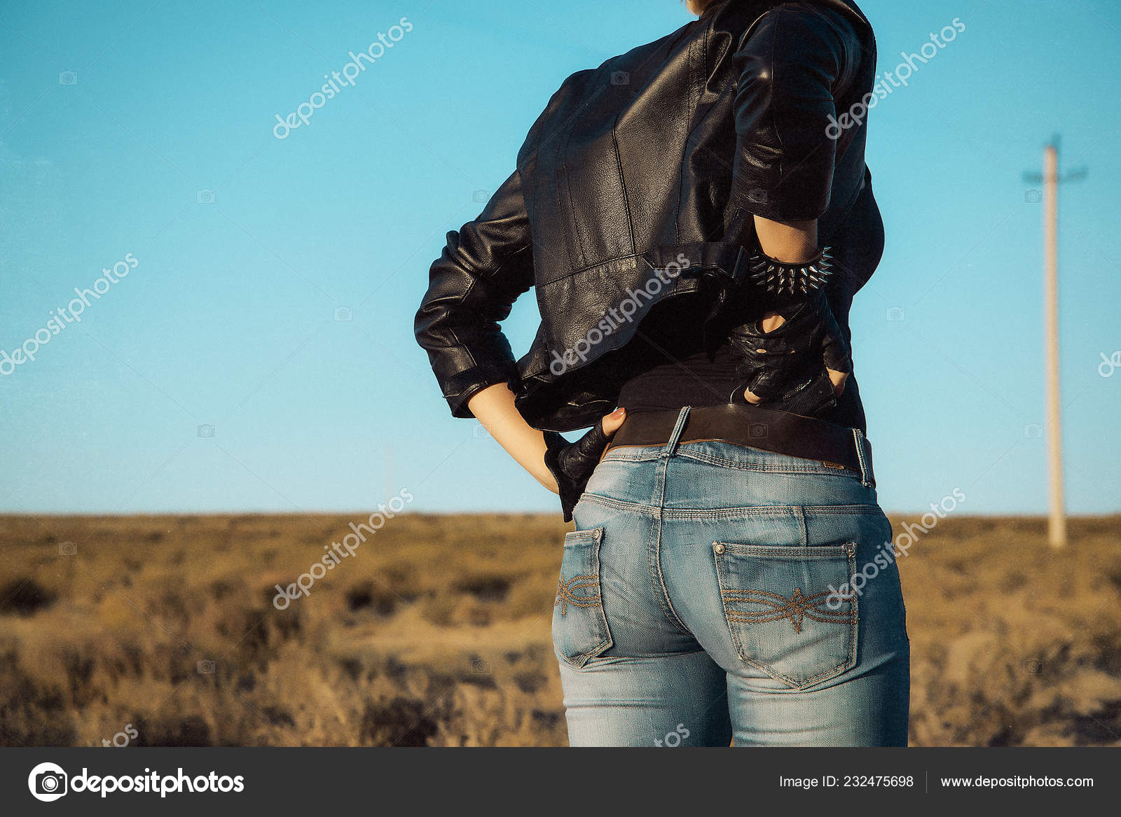 girl in leather jeans