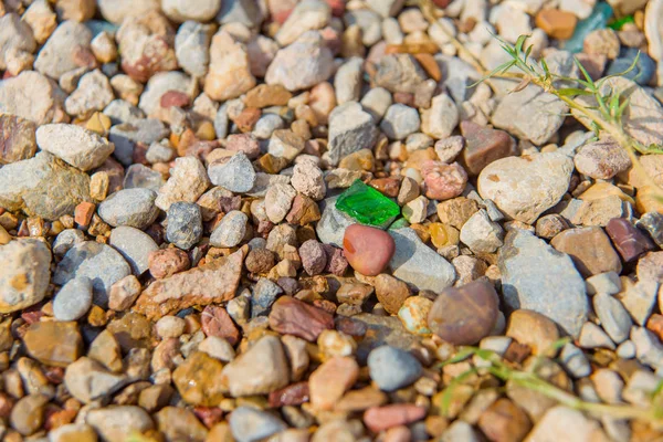 Zee Steentjes Glas Bruin Grijs Zee Stenen Kust Met Natte — Stockfoto