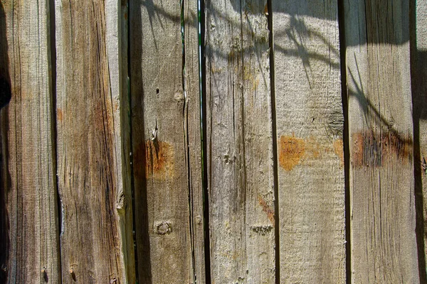 Gamla Planket Vedartade Strukturen Ett Staket Gjort Trä Knäckt Torrt — Stockfoto