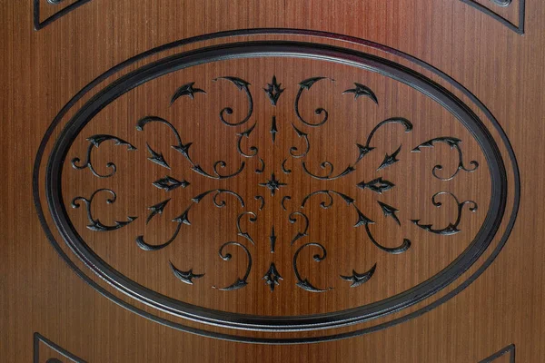 Wooden Door Stained Glass Wood Texture Interroom Door Iron Door — Stock Photo, Image
