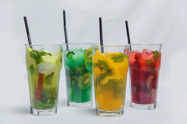 Apple Tropical Berry Fruit Lemonade Refreshing Drinks Ice Cold Cocktails — Stock Photo, Image